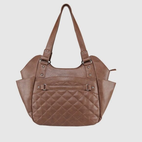 Quilted Hobo Purse with CCW Compartment, Brown - Picture 1 of 1